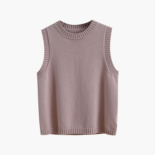 Womens Vest 100% Cotton Knitted Knitwear Sleeveless Sweater Autumn Waistcoat New - 第 3/22 張圖片