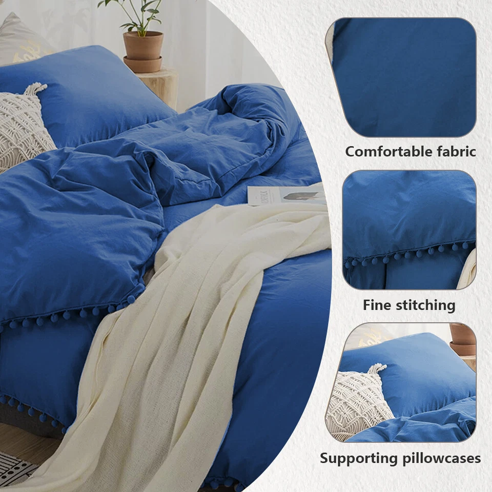 Blue Duvet Cover 2/3 Pcs Soft Bedspread Soft Duvet Bedding Sets Twin-King Size - Image 4 of 4