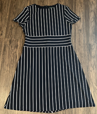 navy blue and white vertical striped dress Blue Planet | Women's vertical striped sleeveless dress