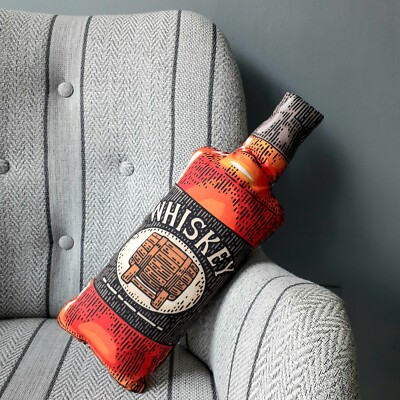 Whiskey Pillow,Funny Cool Bottle Shape 3D Unique Gift Pillow,Groomsmen Gift İdea