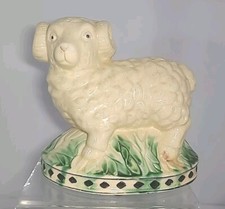 Vintage 1999 CBK LTD Ceramic Ram on Grass and Diamond Shaped Plinth Base