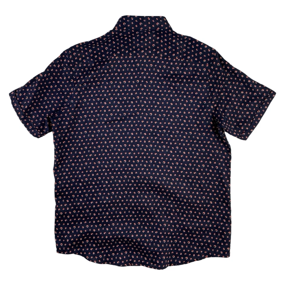 Camisa Tasso Elba Para Hombre Talla Grande 100% Lino Lunares Con Botones Manga Corta Foto 3 de 4