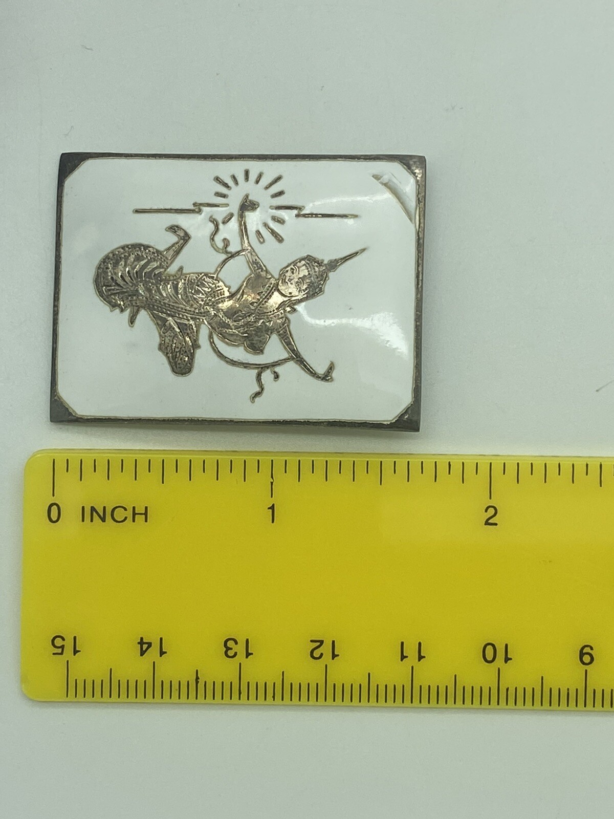 Vintage Sterling Silver Rectangular Siam Pin Pend… - image 5