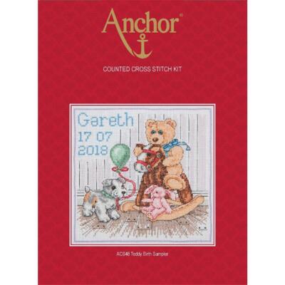 Anchor counted Cross Stitch kit ''Teddy Birth Sampler'', DIY