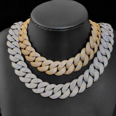 24mm Hip Hop Bubble Miami Cuban Link Chain Necklace Jewelry