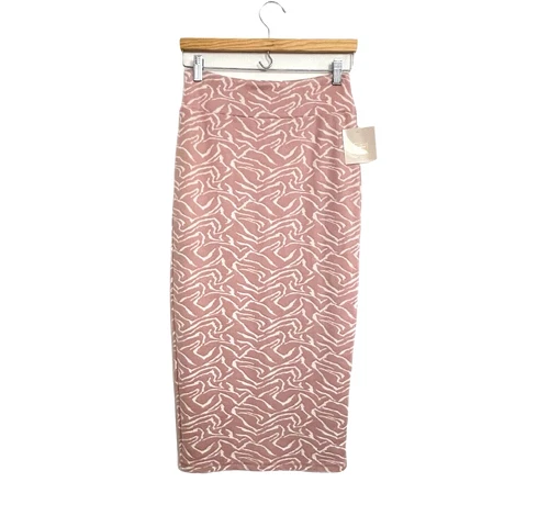 Nordstrom Ponte Knit Midi Pencil Skirt Size XS Peach White Abstract Zebra NWT