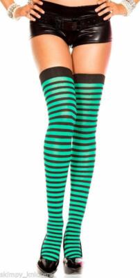 Women's Sexy Striped Opaque Thigh High's Over Knee Socks Stockings Halloween KGB
