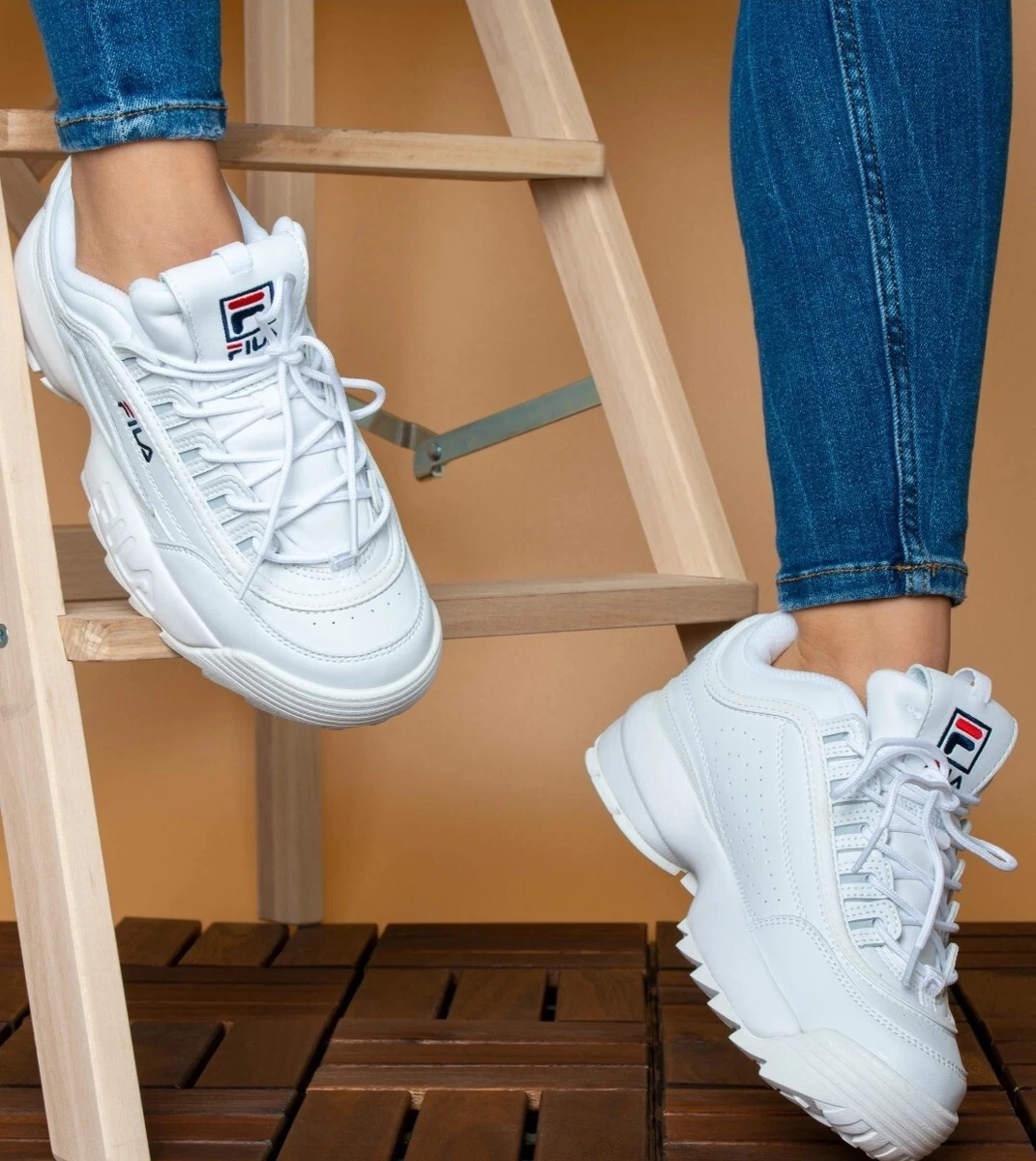 Fila Disruptor 2 Premium Shoes Women's Size 7 White Chunky Sneaker