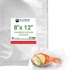1,000 pcs Clear 8" x 12", 3 mil Vacuum Chamber Bags Great for Food Vac Storage