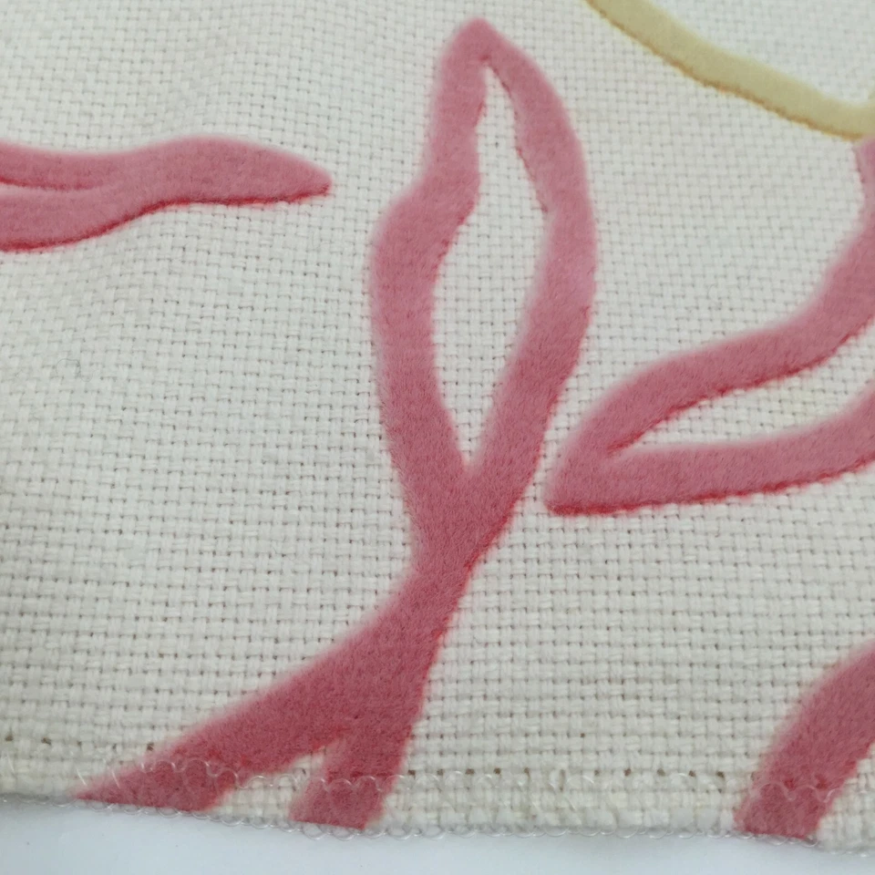 Duralee Upholstery Swatch Pink Lemonade Yellow Embossed Velvet Palm Fronds 25x26 - Image 4 of 4