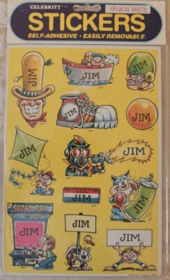 Vintage Sammelalbum Hanson White Mark 1 Celebrity Jim Name Sticker 1984 versiegelt