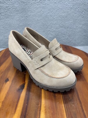 Dirty Laundry Platform Chunky Women's Loafers Dress Shoes Size 9.5M Light Tan