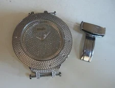 Men'a fashion casual silver finish watch face and buckle  for watch repair parts