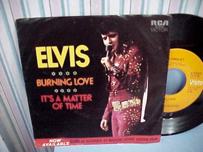ELVIS PRESLEY - BURNING LOVE/MATTER OF TIME -EX VINYL & GREAT AUDIO & EX PIC SLV