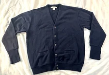 Vintage Geoffrey Beene Long Sleeve navy blue Button Up Cardigan Sweater Size XL