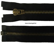 YKK Fermeture Demi Tirette,Noir,23.5 "/ 60CM,Laiton Antique Dents,Open Fin,N