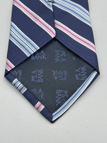Jos A Bank Tie Silk Blue Multicolor American Striped L-59.5” W-3.825” Italy - 第 5/10 張圖片