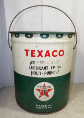 Vintage Texaco Gear Oil Lube Empty 5-Gal Metal Bucket Can Pail W