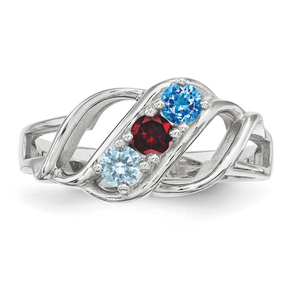 Sterling silver mothers ring 3 best sale stones