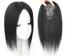 4.7"x3.15" cap Black/Brown 100 Human Hair Topper for Women Clip in 14",No Bang