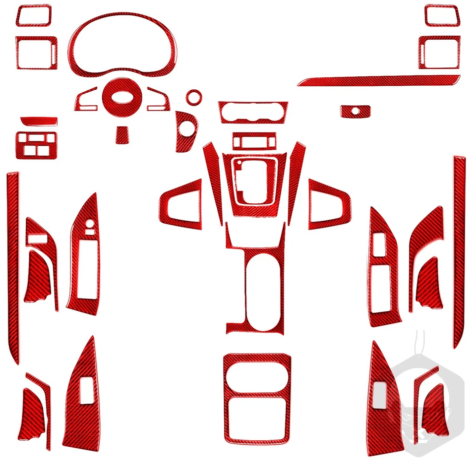 40Pcs Red Carbon Fiber Full Interior Dash Trim Kits For Subaru Forester 2013-18 — 第 2/4 张图片