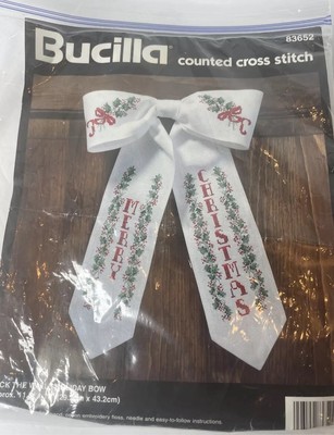 Bucilla DECK THE HALLS Holiday Bow Counted Cross Stitch Kit 83652 11.5'' x 17''