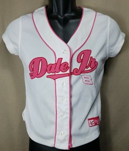 pink and white baseball jersey