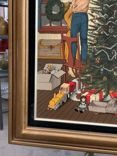 H. Hargrove Framed Serigraph Oil Painting On Canvas 24x20 Christmas Tree - Picture 4 of 14