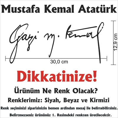 Mustafa Kemal Atatürk Imza Unterschrift Türkiye Autoaufkleber Sticker 30x9,12 cm