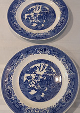 Two Ten Inch Willow Ware By Royal China Dinner Plates No Chips Or cracks