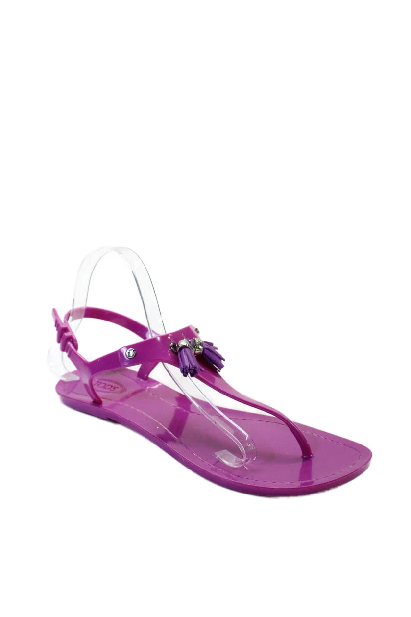 TOD’S Tods sandali donna perizoma dettagli nappa slingback viola taglia 41 11
