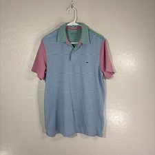 Vineyard Vines Polo Shirt Mens Medium Multi Stripe Performance Stretch Golf Prep