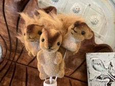 Squirrels Flocked Floral Picks Set Of 3 Chipmunks Brown Planters Fairy Gardens