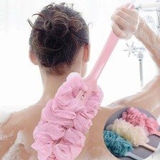 Long Handle Bath Brush - Soft Mesh Back Scrubber Shower Loofah Body Puff