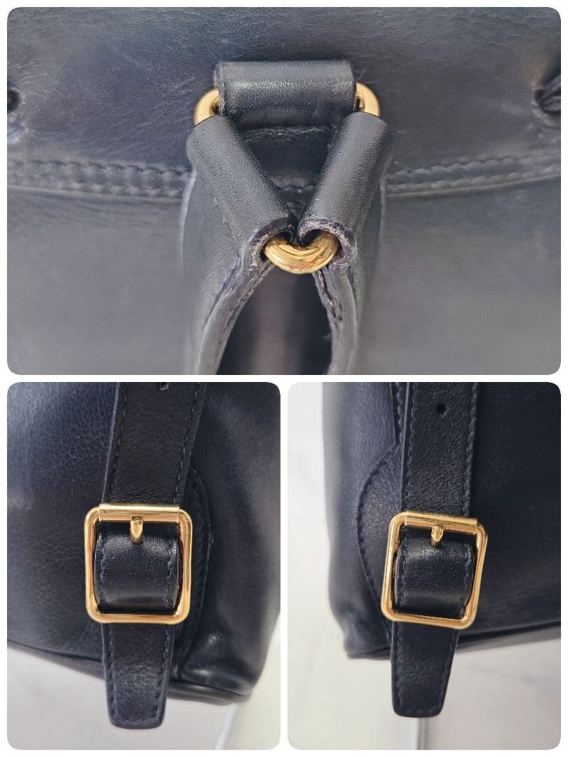 Authentic GUCCI Bamboo Mini Backpack Dark Navy Le… - image 13