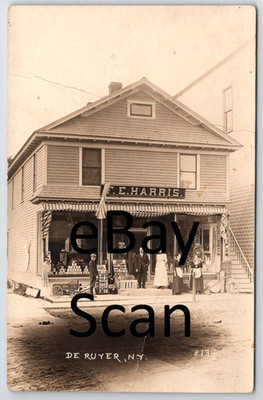 NEW YORK DeRuyter RPPC F.E. Harris Store c1910 Photo Postcard 35a