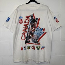 Vintage 90s Team Canada IHL Hockey Bulletin Athletics T-Shirt Sz XL White