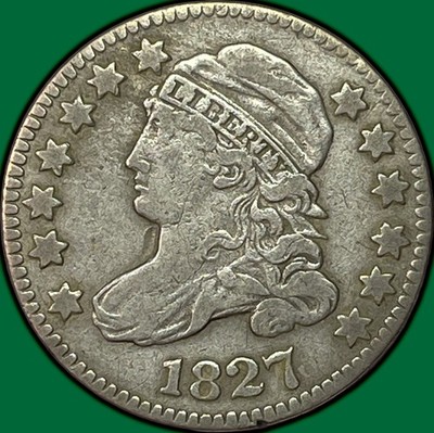 1827 Pointed Top 1 Capped Bust Dime Choice Very Fine VF+/XF Coin #41936