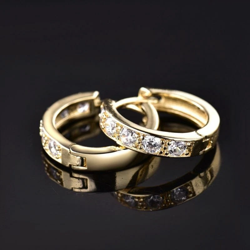 Hoop Earrings Womens Brilliant Jewelry 14k Gold Filled Sapphire Crystal Fashion - Image 4 of 4