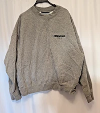 Essentials XXL Fear of God Oversized Sweatshirt Gray Mock Neck Cotton Blend Men