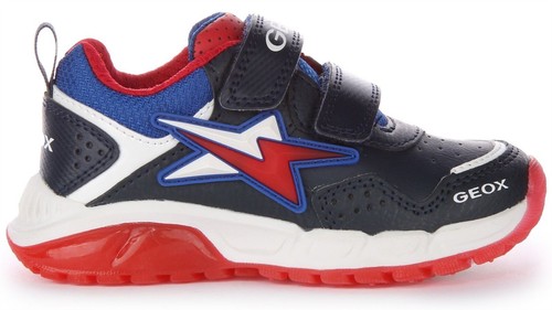 GEOX J Spaziale Si Illumina Comodo Cinturino Unisex Ginnastica Navy Rosso UK 7 - - Foto 2 di 12