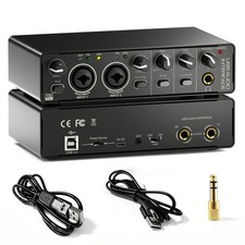 2X2 USB Audio Interface for PC Mac Laptop, 24Bit 192kHz for Computer Recording