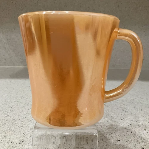 1960’s Fire King By Anchor Hocking Peach Luster Mug D Handle Iridescent