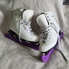 ISK8 Girls Kids Childrens White Ice Skating Skates UK 2 Eu 34 Winter Sport Shoes