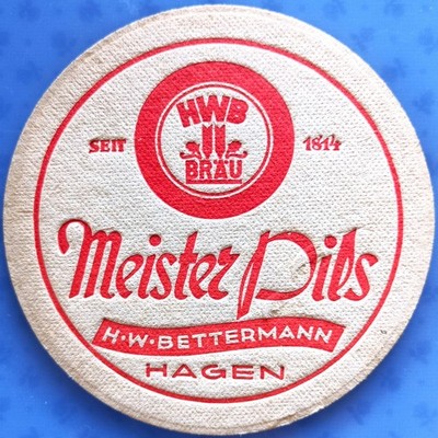 Alter Bierdeckel Meister Pils H. W. Bettermann Hagen um 1940-50