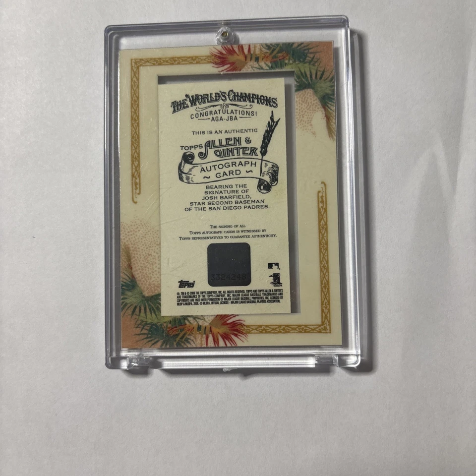 2006 Topps Allen & Ginter Josh Barfield emoldurado mini autografado San Diego Padres - Imagem 2 de 3