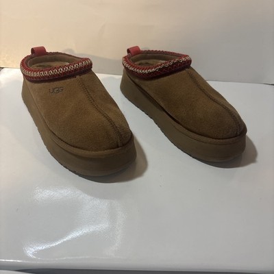 UGG Tazz Women's Platform Slippers - CHESTNUT W/ RED Sz 8