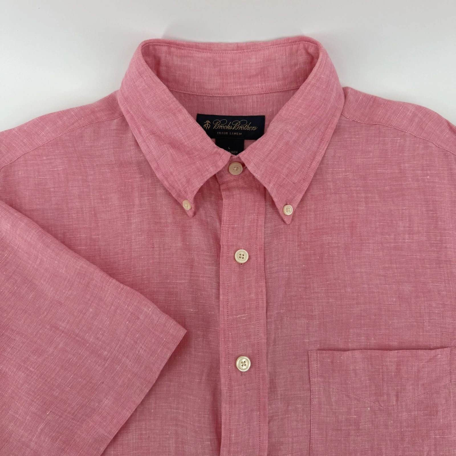 Brooks Brothers Irish Linen Shirt Mens Large Pink Short Sleeve Button Down
Opens in a new window or