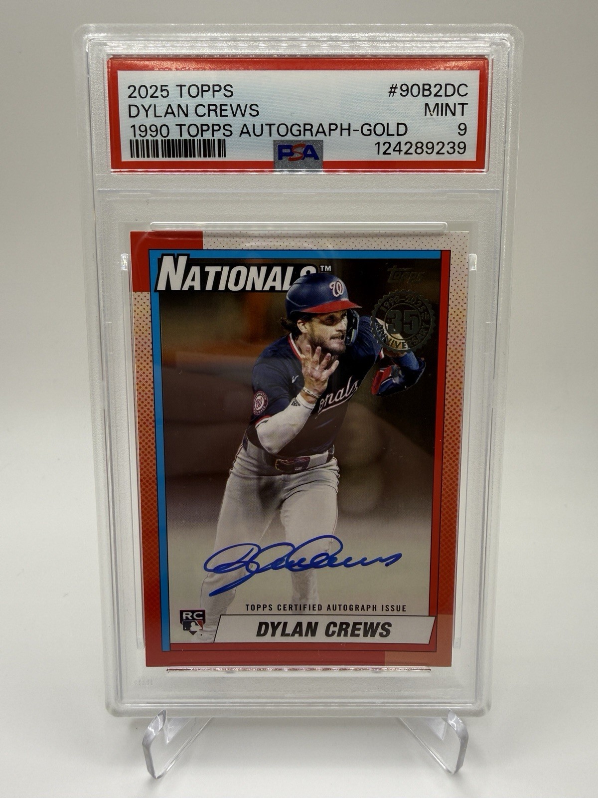 2025 Topps Dylan Crews 1990 Topps Rookie Gold Auto /50 #90B2-DC PSA 9