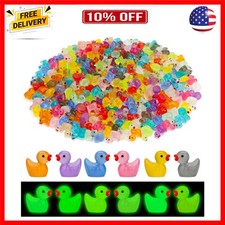 250 Pcs Mini Resin Ducks Glow in The Dark, Tiny Animals Figures to Hide Lumin...